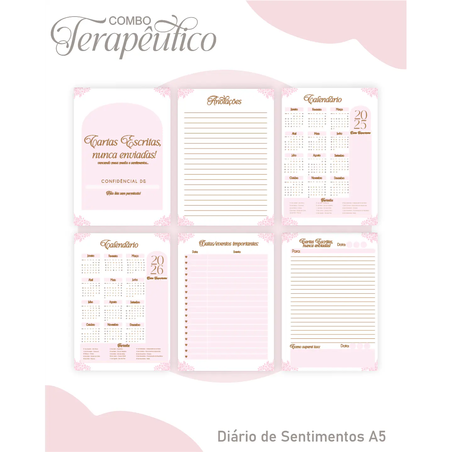 Encadernação Agenda e Diário Terapêutico Borboleta Rosa 5