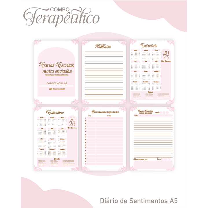 Encadernação Agenda e Diário Terapêutico Borboleta Rosa 5