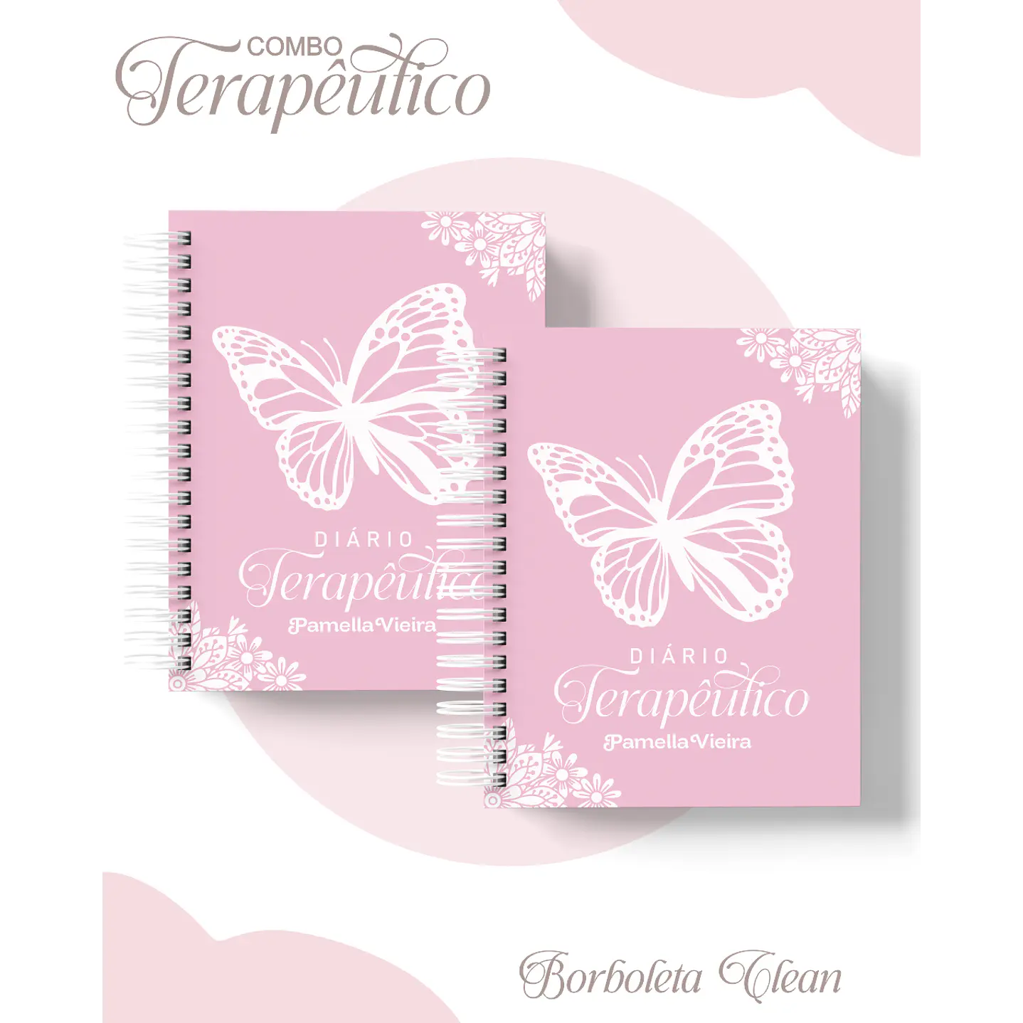 Encadernação Agenda e Diário Terapêutico Borboleta Rosa 1