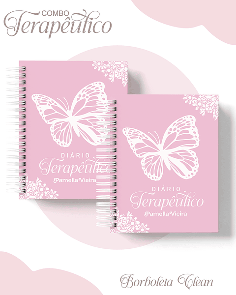 Encadernação Agenda e Diário Terapêutico Borboleta Rosa