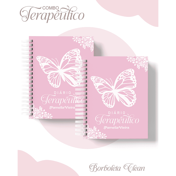 Encadernação Agenda e Diário Terapêutico Borboleta Rosa 1