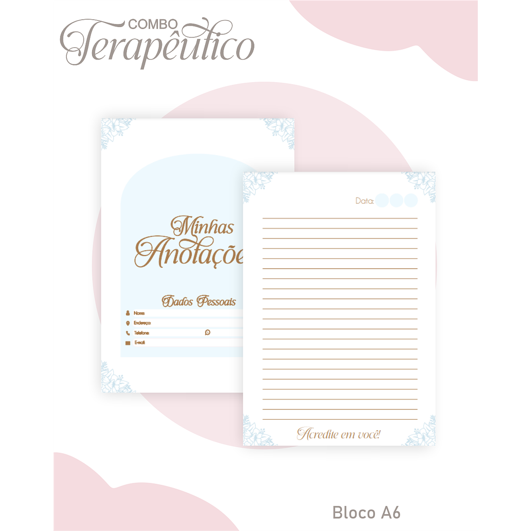 Encadernação Diário e Agenda Terapêutico Borboleta Azul Clean 3