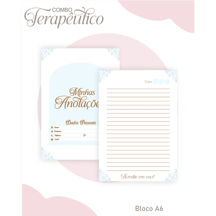 Encadernação Diário e Agenda Terapêutico Borboleta Azul Clean 3