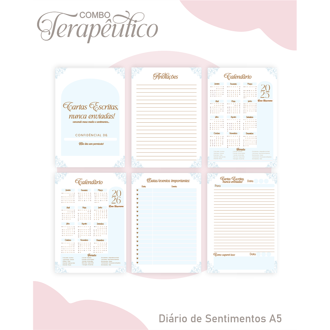 Encadernação Diário e Agenda Terapêutico Borboleta Azul Clean 4