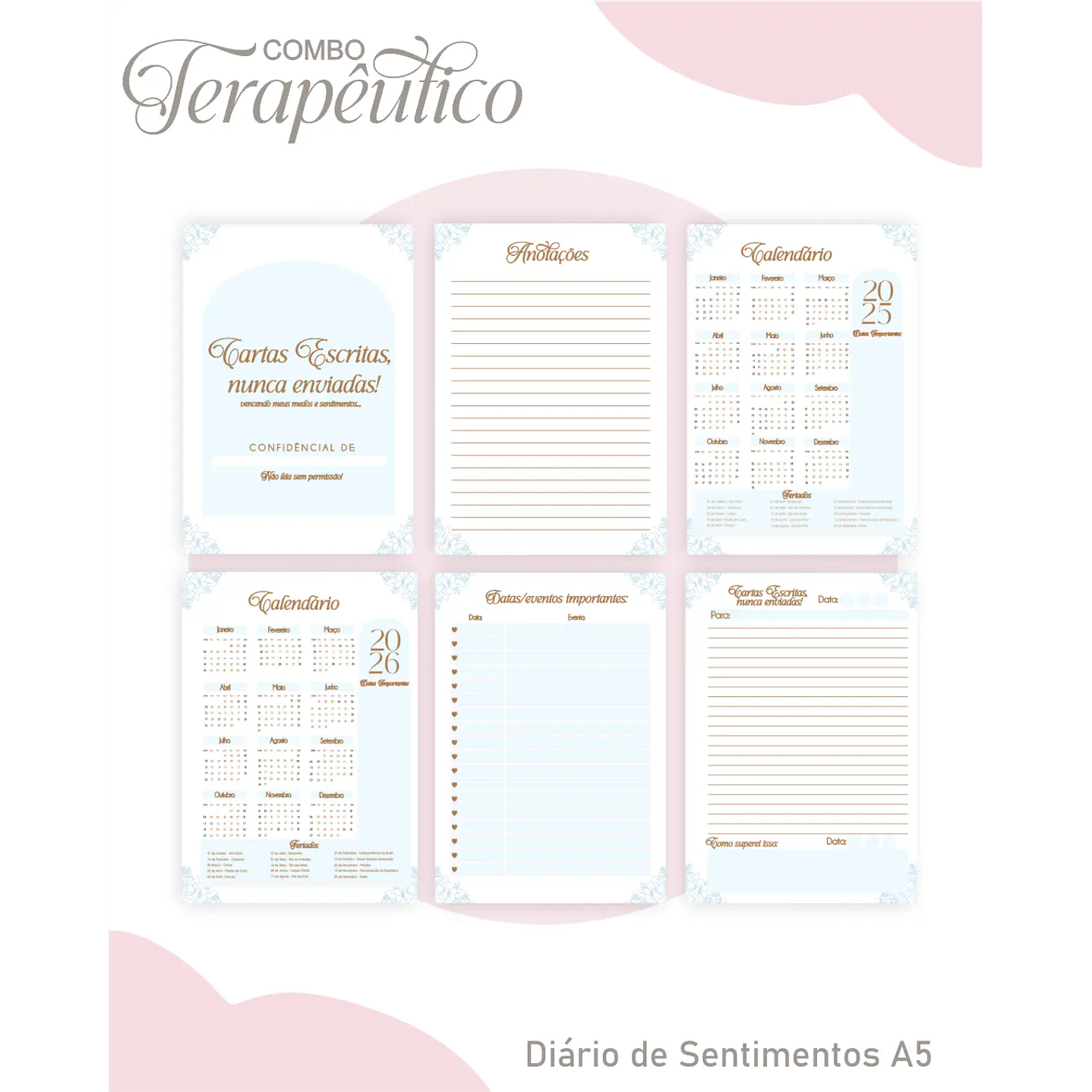 Encadernação Diário e Agenda Terapêutico Borboleta Azul Clean 4