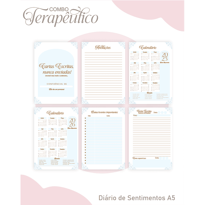 Encadernação Diário e Agenda Terapêutico Borboleta Azul Clean 4