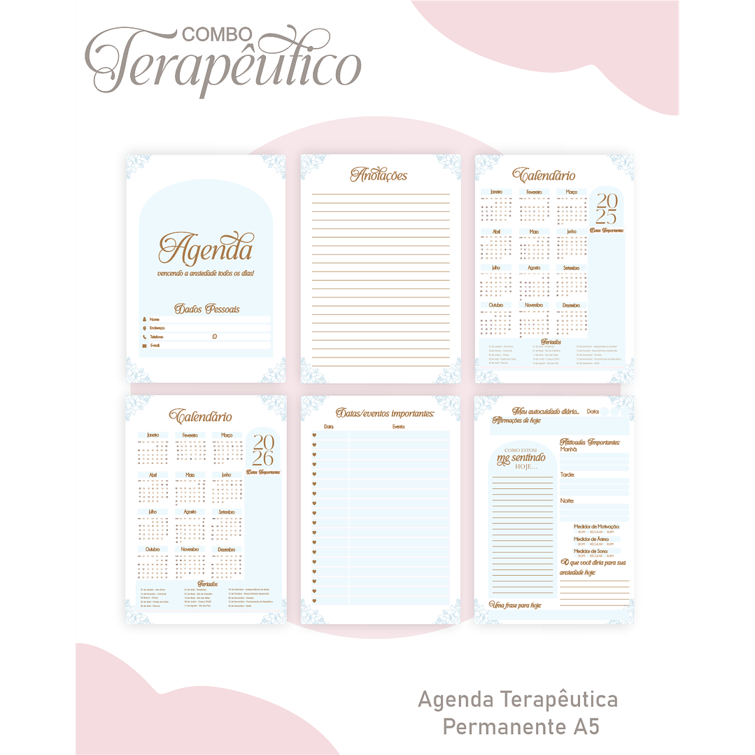 Encadernação Diário e Agenda Terapêutico Borboleta Azul Clean 1