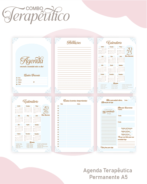 Encadernação Diário e Agenda Terapêutico Borboleta Azul Clean