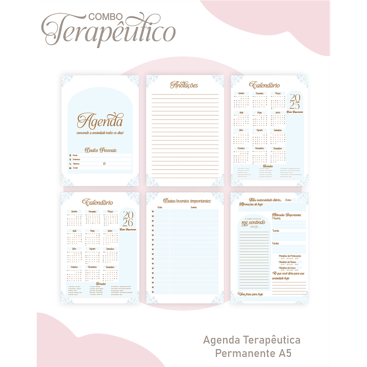 Encadernação Diário e Agenda Terapêutico Borboleta Azul Clean 1
