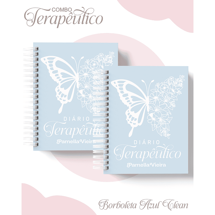 Encadernação Diário e Agenda Terapêutico Borboleta Azul Clean 2