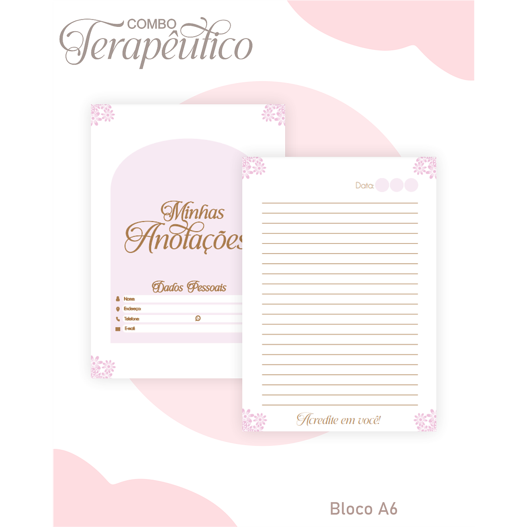 Encadernação Agenda e Diário Terapêutico Jardim Clean Roxa 3