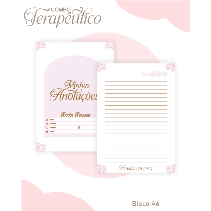 Encadernação Agenda e Diário Terapêutico Jardim Clean Roxa 3