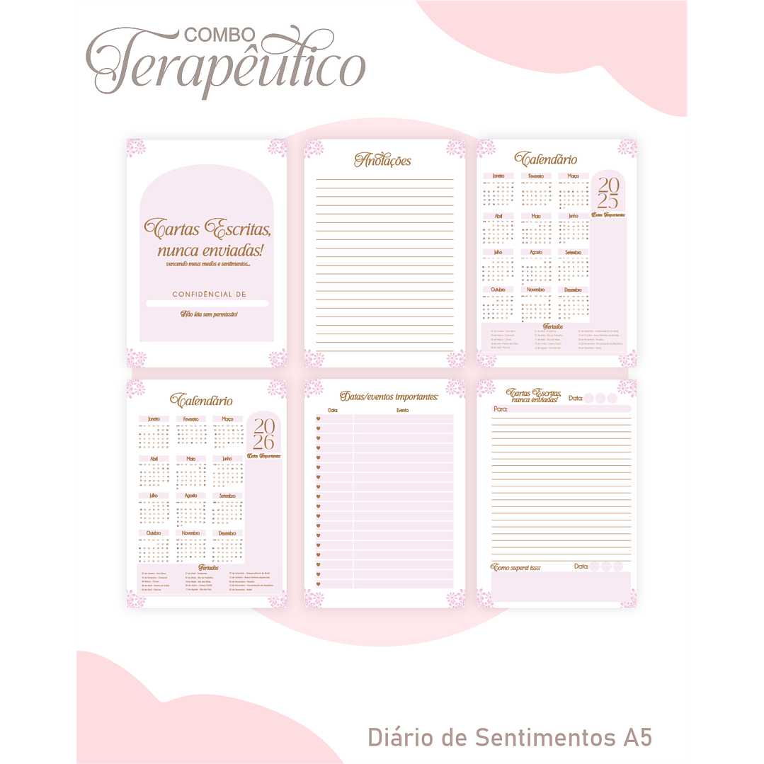 Encadernação Agenda e Diário Terapêutico Jardim Clean Roxa 4