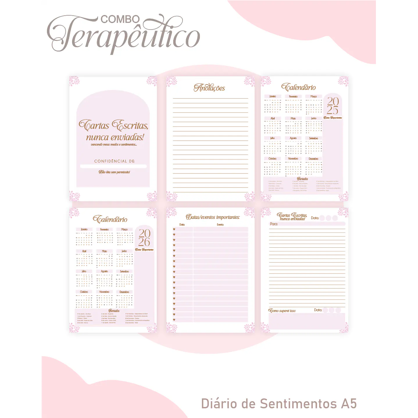 Encadernação Agenda e Diário Terapêutico Jardim Clean Roxa 4