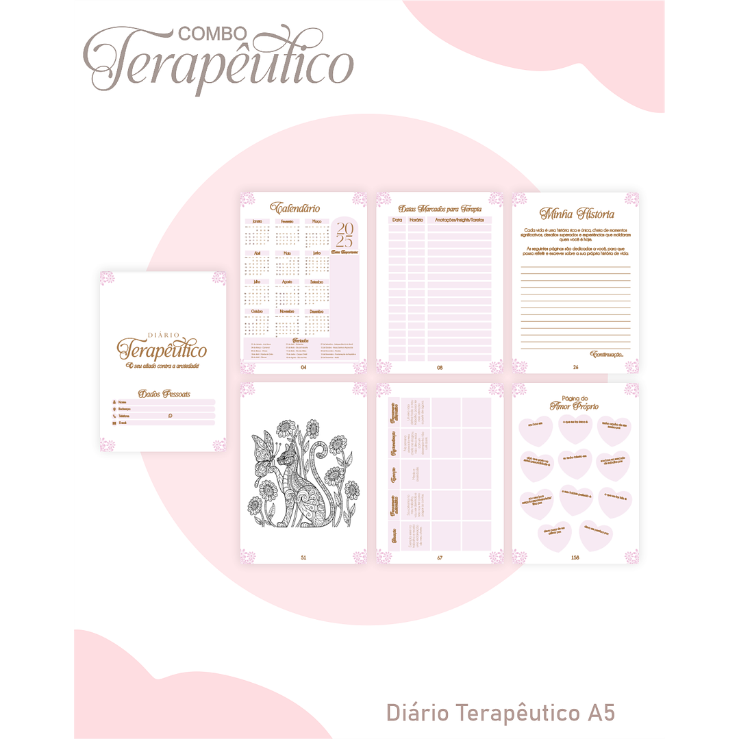Encadernação Agenda e Diário Terapêutico Jardim Clean Roxa 2