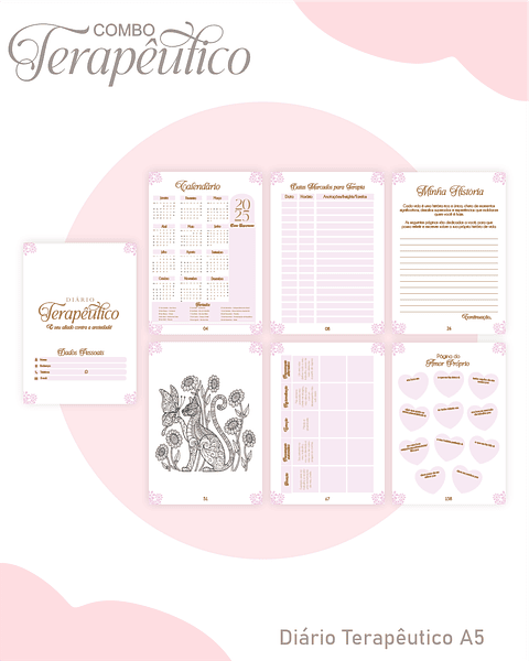 Encadernação Agenda e Diário Terapêutico Jardim Clean Roxa