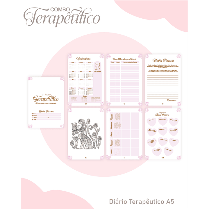 Encadernação Agenda e Diário Terapêutico Jardim Clean Roxa 2
