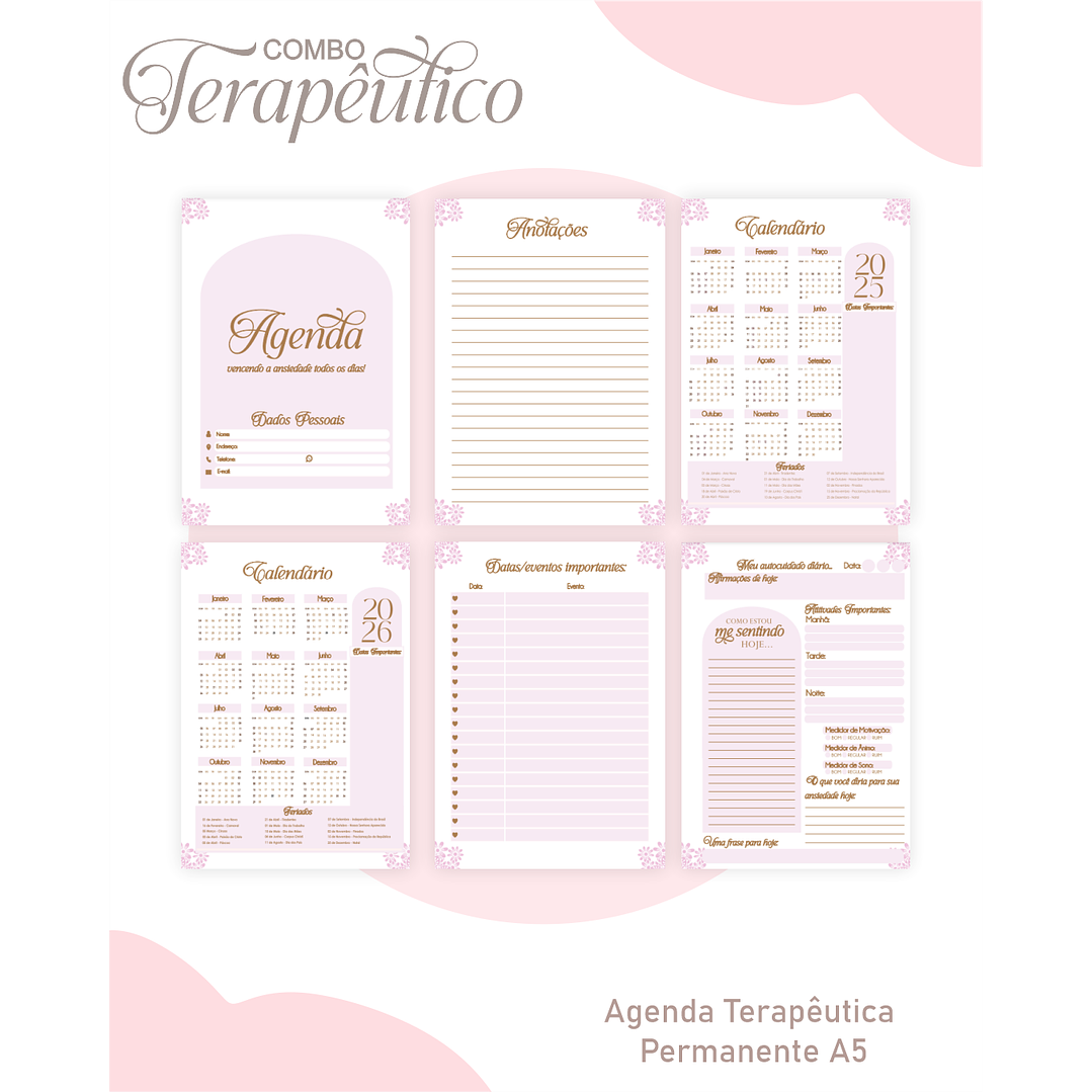 Encadernação Agenda e Diário Terapêutico Jardim Clean Roxa 5
