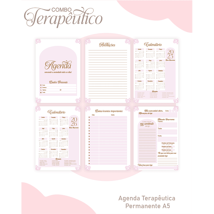 Encadernação Agenda e Diário Terapêutico Jardim Clean Roxa 5