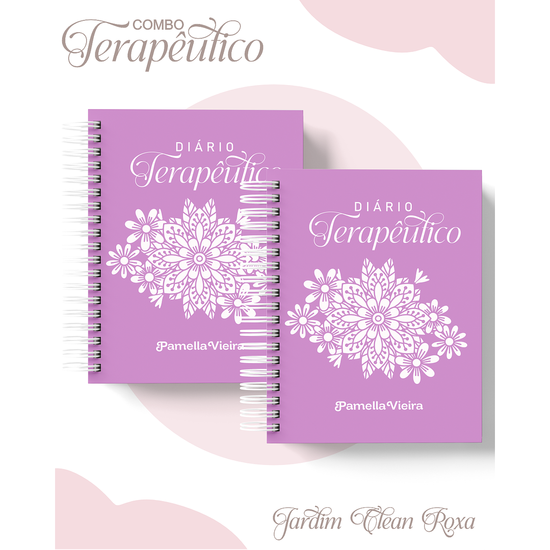 Encadernação Agenda e Diário Terapêutico Jardim Clean Roxa 1