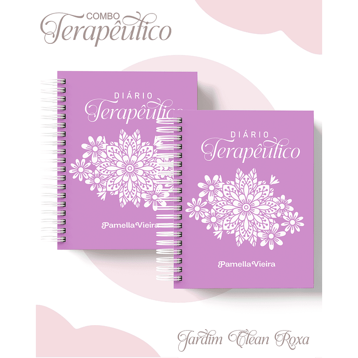 Encadernação Agenda e Diário Terapêutico Jardim Clean Roxa 1