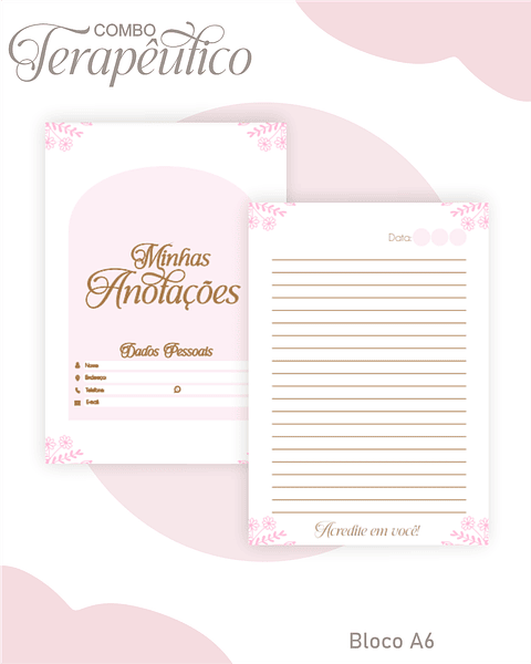 Encadernação Agenda e Diário Terapêutico Jardim Clean Rosa