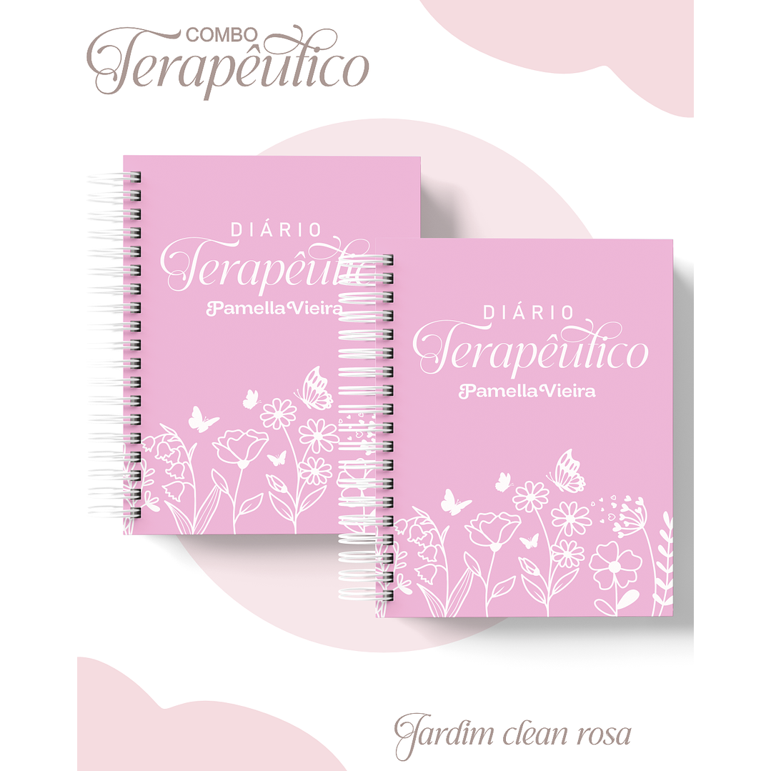 Encadernação Agenda e Diário Terapêutico Jardim Clean Rosa 1