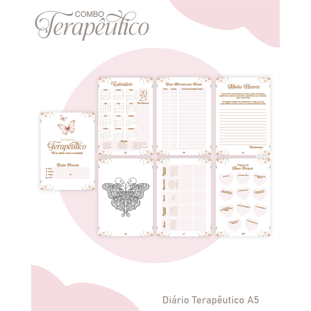 Encadernação Agenda e Diário Terapêutico Borboleta Aquarela 5