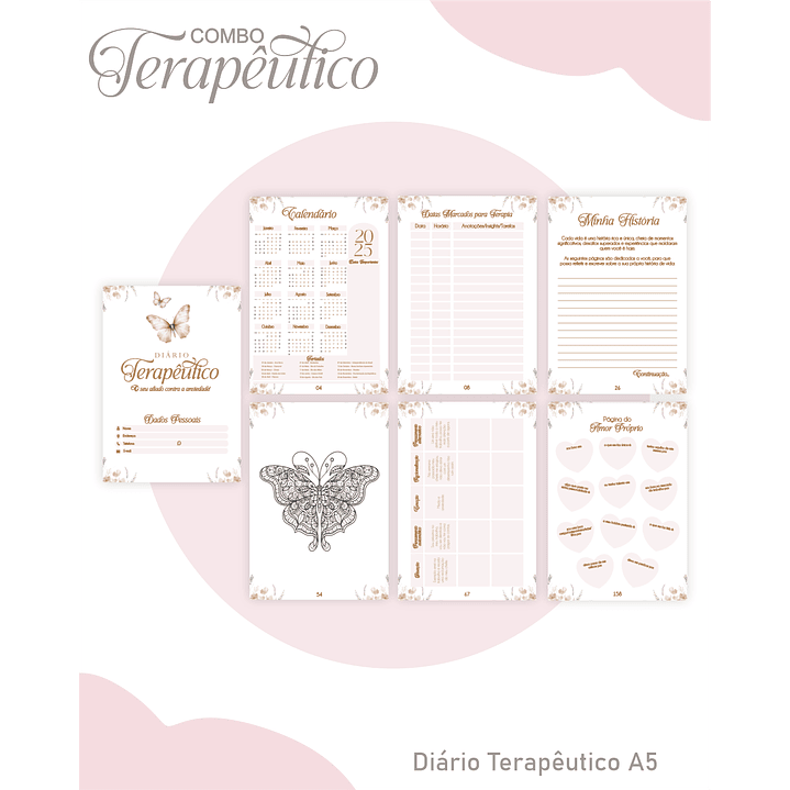 Encadernação Agenda e Diário Terapêutico Borboleta Aquarela 5