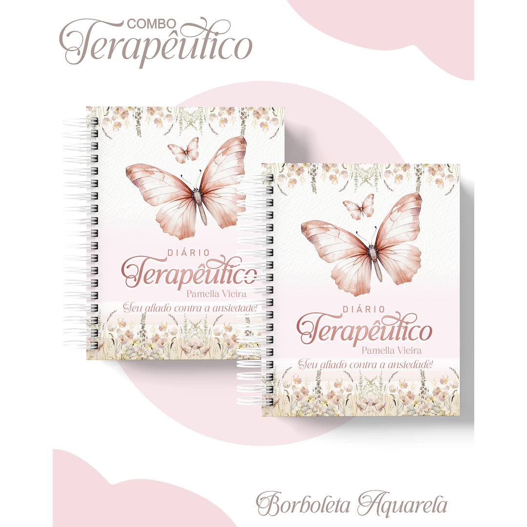 Encadernação Agenda e Diário Terapêutico Borboleta Aquarela 1