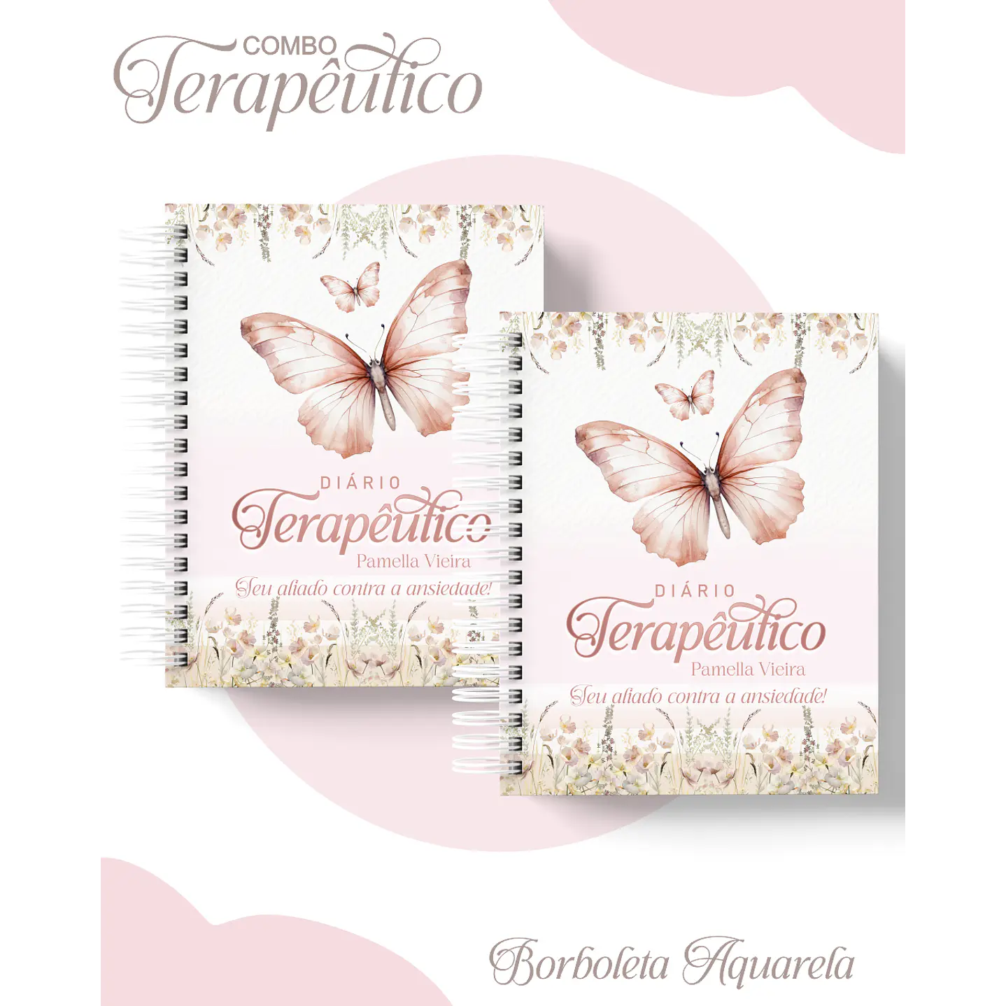 Encadernação Agenda e Diário Terapêutico Borboleta Aquarela 1