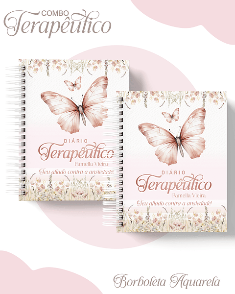 Encadernação Agenda e Diário Terapêutico Borboleta Aquarela