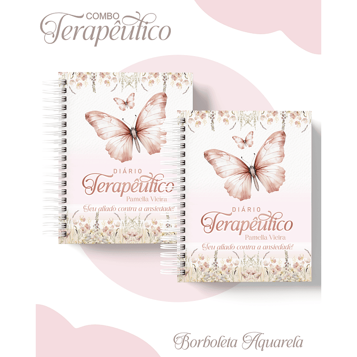 Encadernação Agenda e Diário Terapêutico Borboleta Aquarela 1