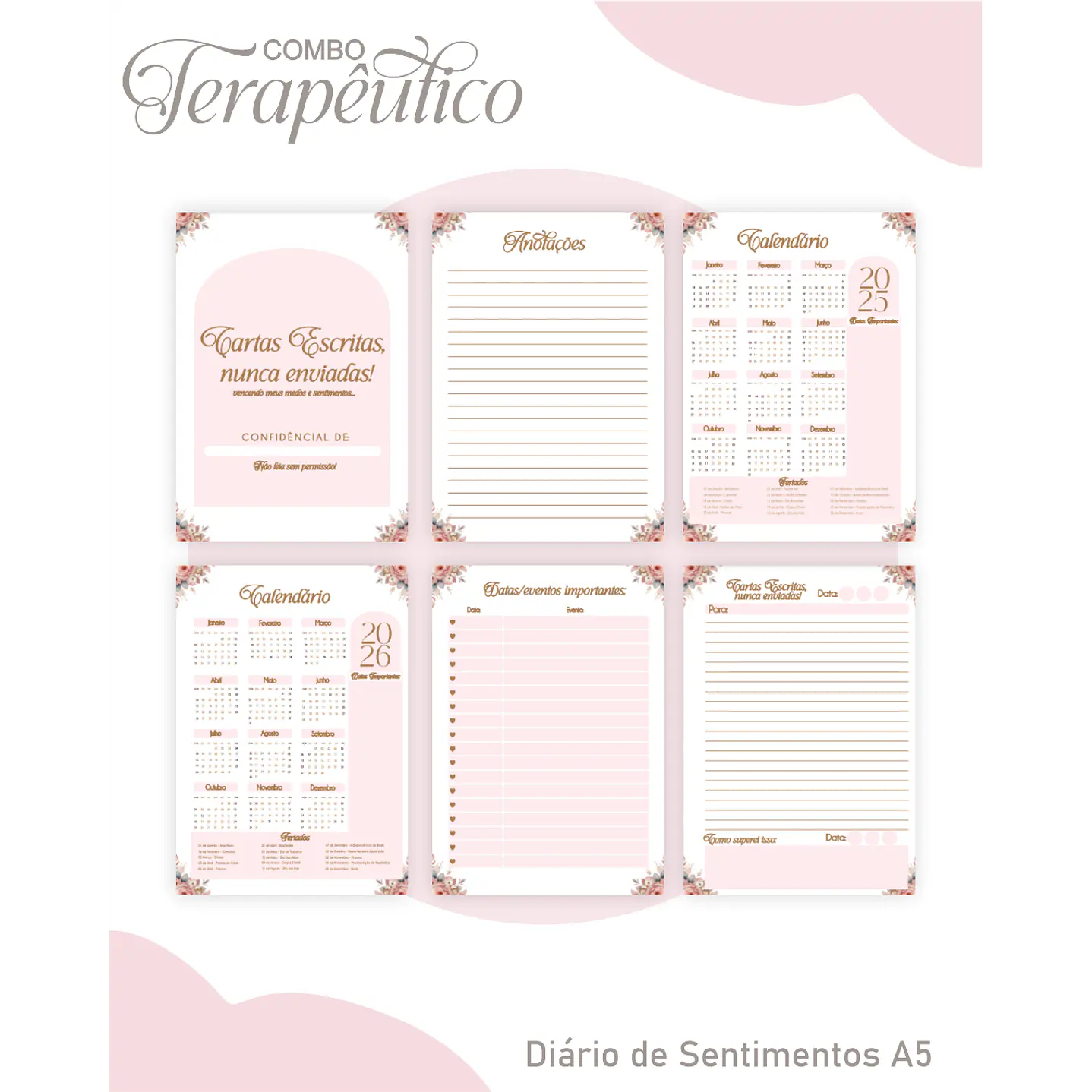 Encadernação Agenda e Diário Terapêutico Jardim Aquarela 2