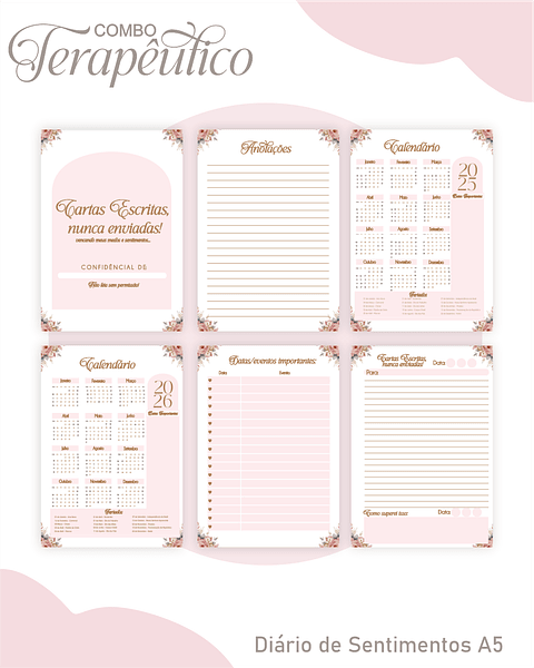 Encadernação Agenda e Diário Terapêutico Jardim Aquarela