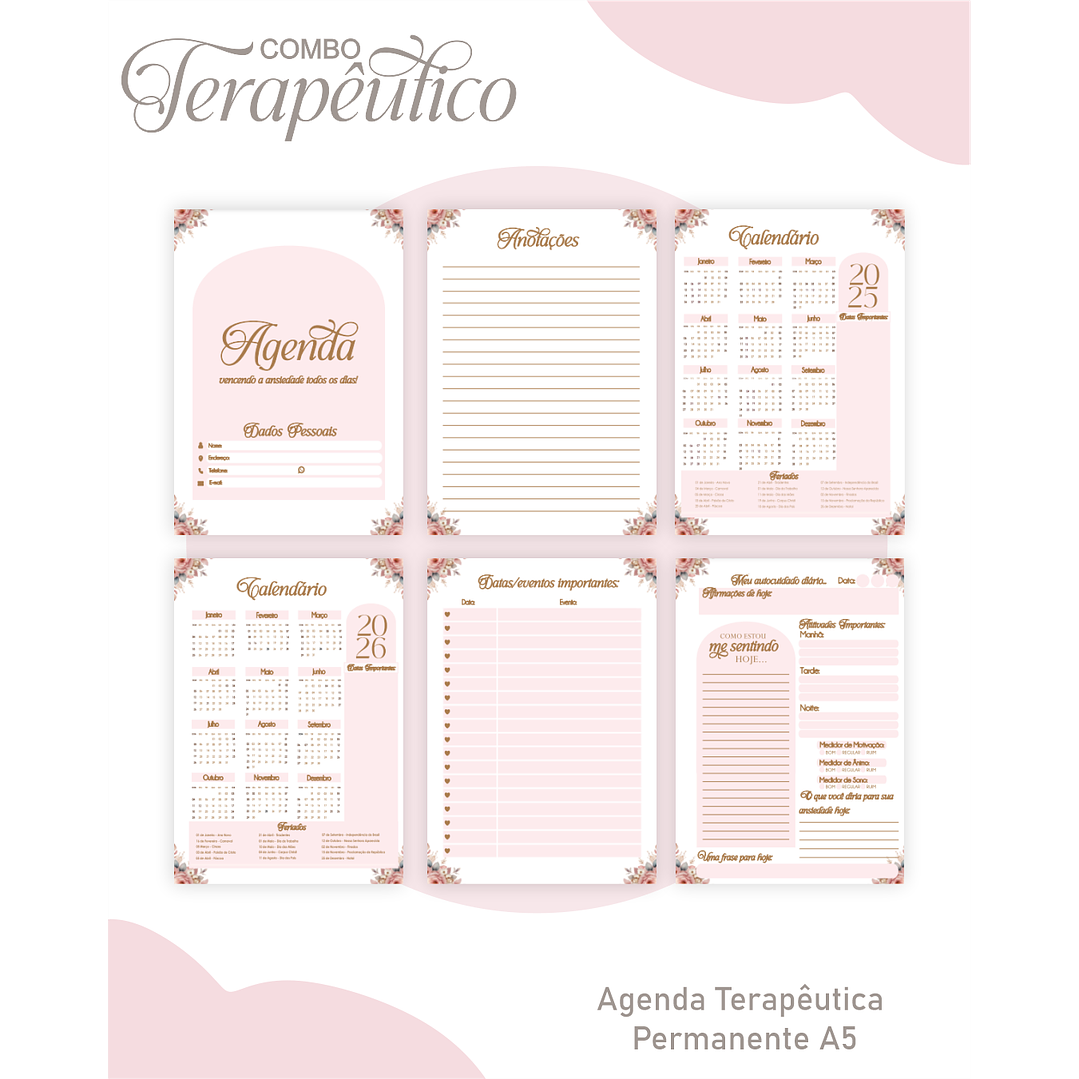 Encadernação Agenda e Diário Terapêutico Jardim Aquarela 4