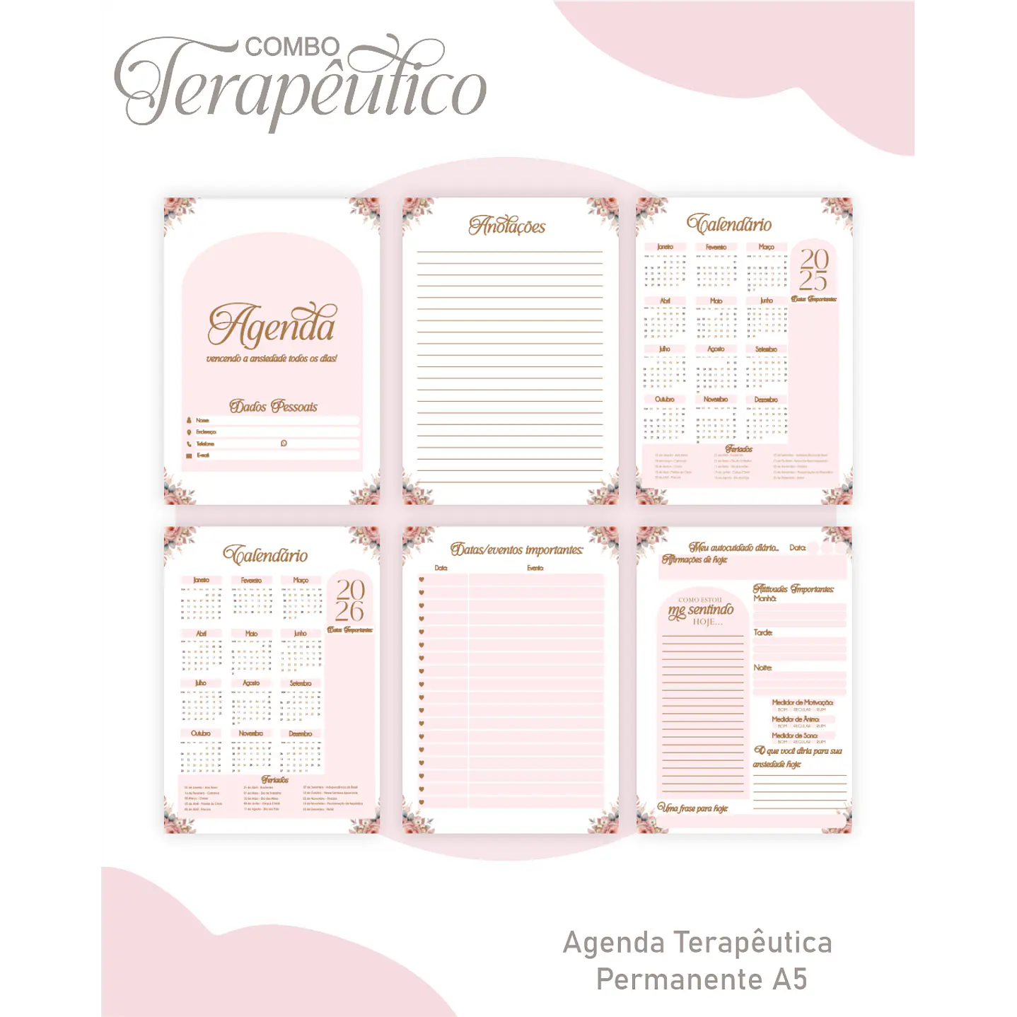 Encadernação Agenda e Diário Terapêutico Jardim Aquarela 4