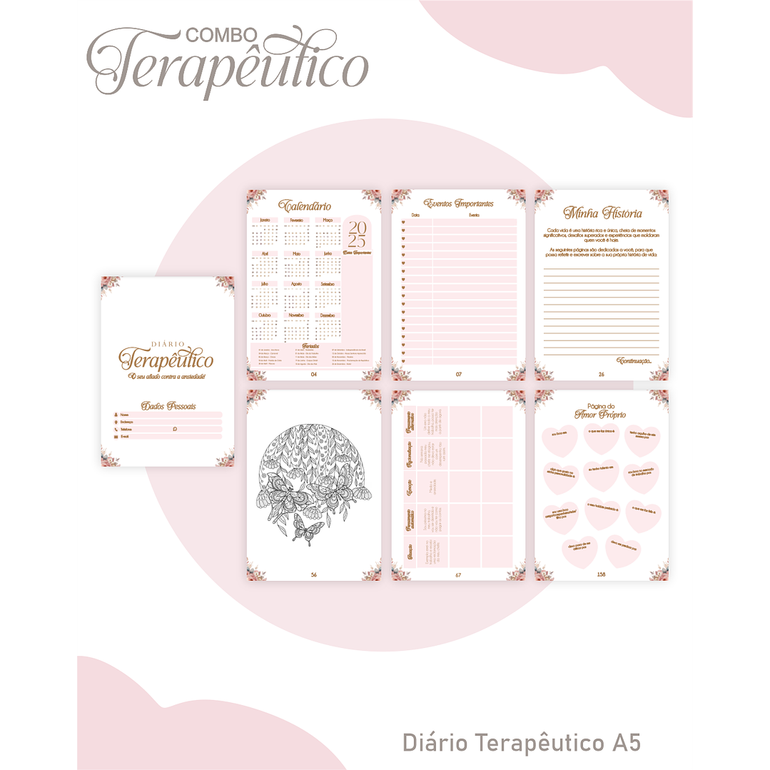 Encadernação Agenda e Diário Terapêutico Jardim Aquarela 5