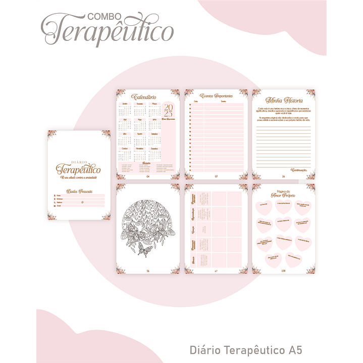 Encadernação Agenda e Diário Terapêutico Jardim Aquarela 5