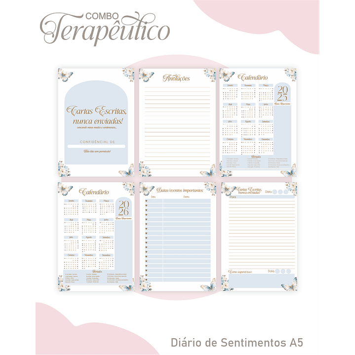 Encadernação Agenda e Diário Terapêutico Borboleta Azul 3