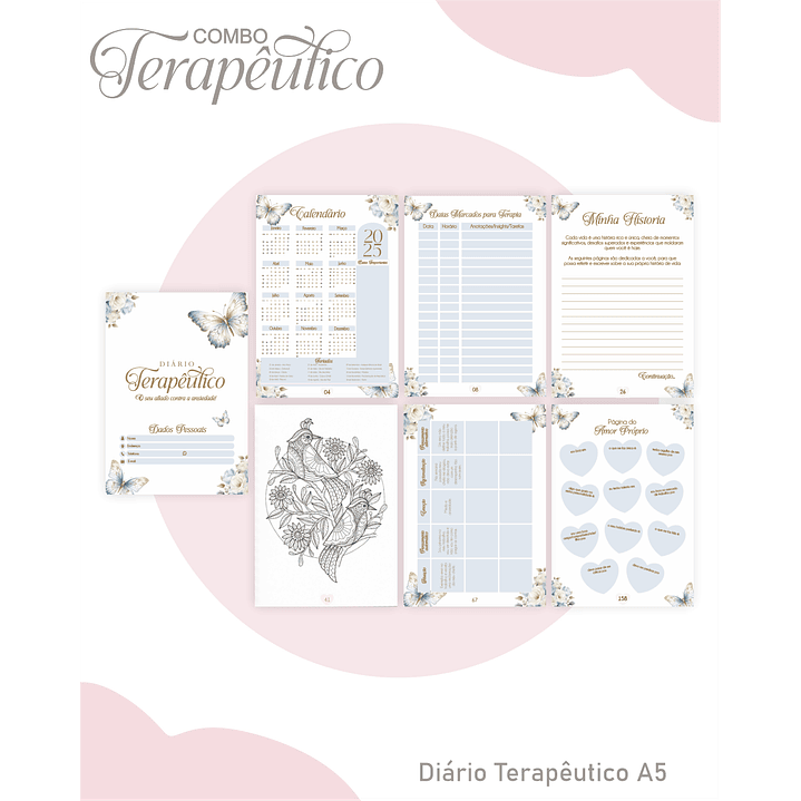 Encadernação Agenda e Diário Terapêutico Borboleta Azul 5