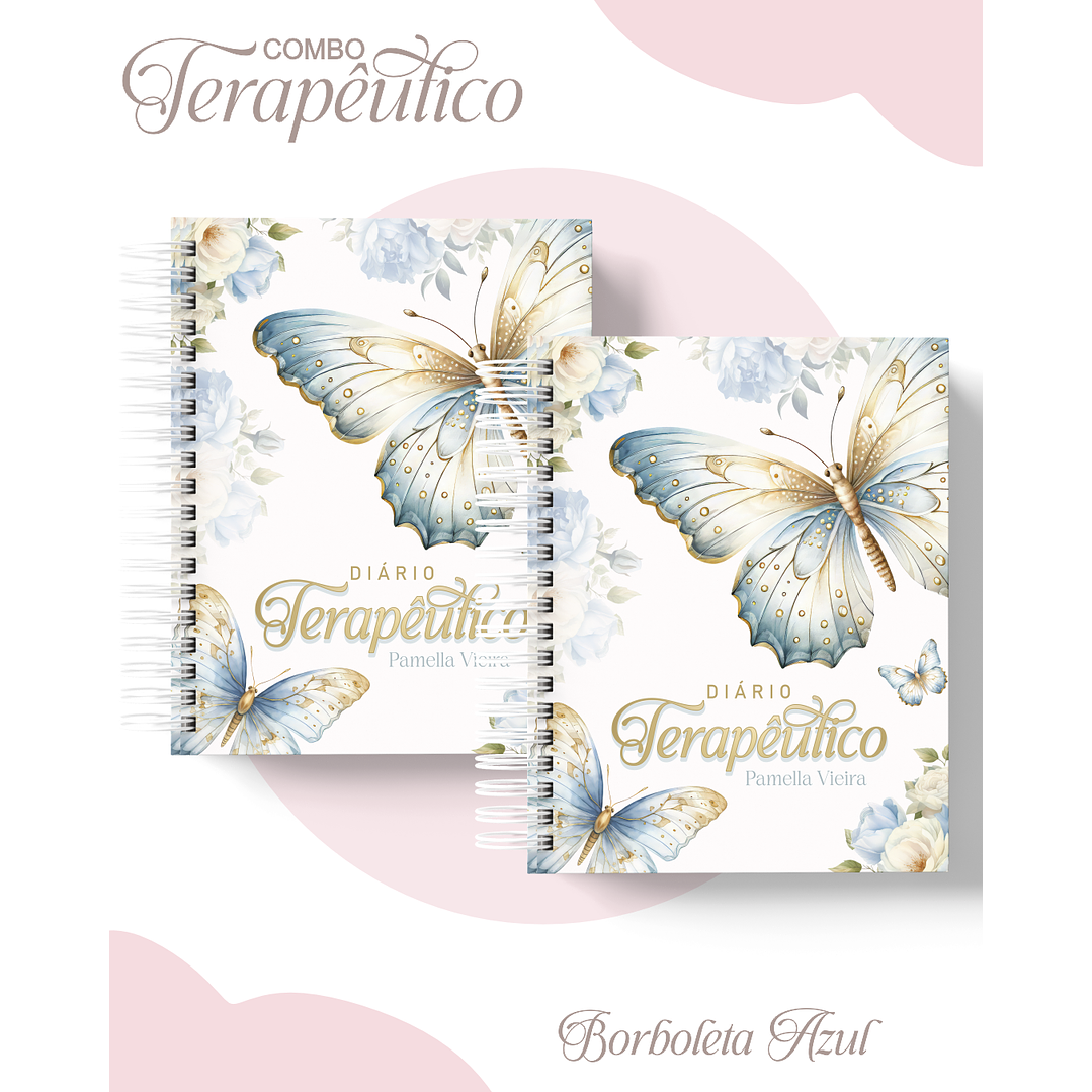 Encadernação Agenda e Diário Terapêutico Borboleta Azul 1
