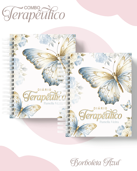 Encadernação Agenda e Diário Terapêutico Borboleta Azul