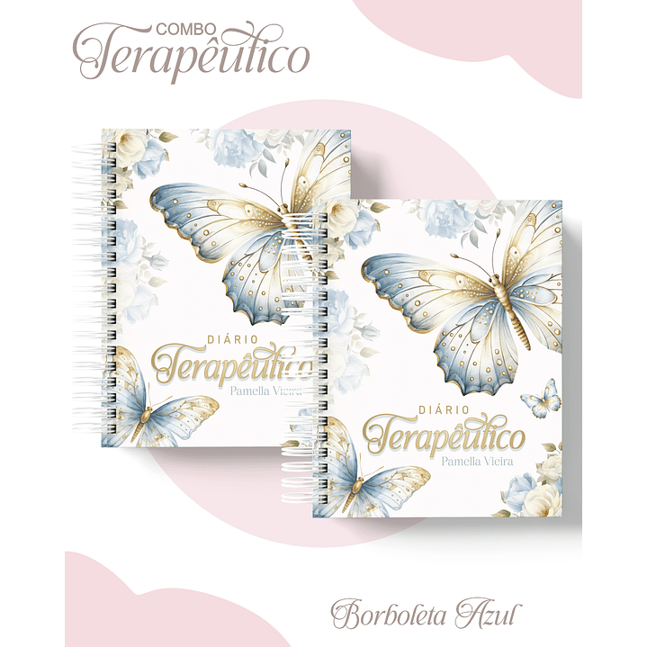Encadernação Agenda e Diário Terapêutico Borboleta Azul 1