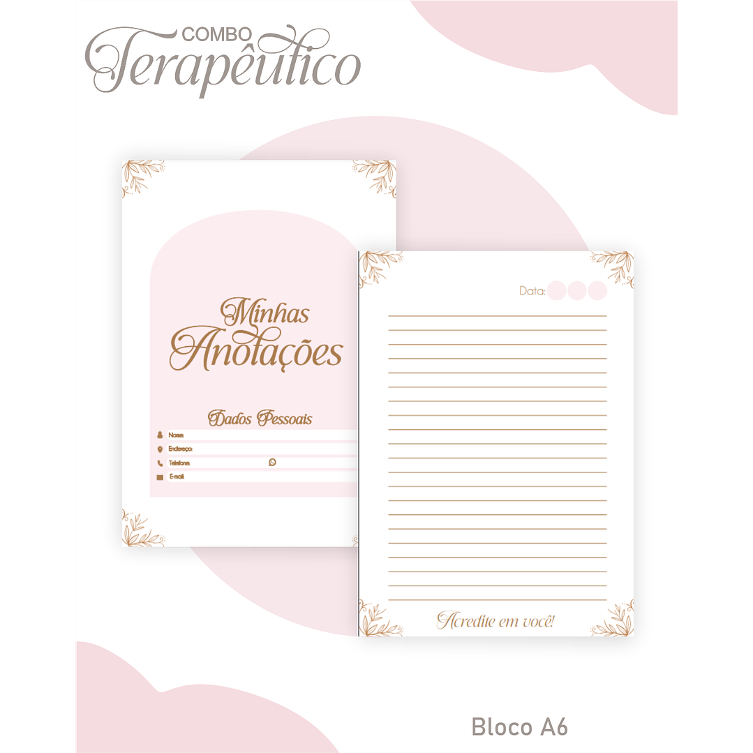 Encadernação Agenda e Diário Terapêutico Rosa Clean 4