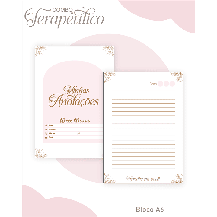 Encadernação Agenda e Diário Terapêutico Rosa Clean 4