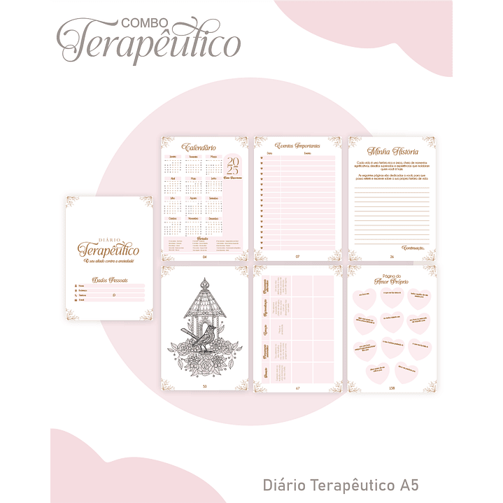Encadernação Agenda e Diário Terapêutico Rosa Clean 2