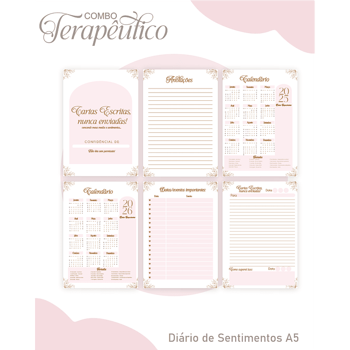 Encadernação Agenda e Diário Terapêutico Rosa Clean 5