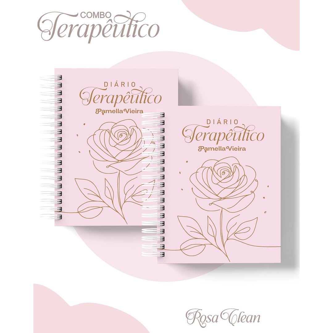 Encadernação Agenda e Diário Terapêutico Rosa Clean 3