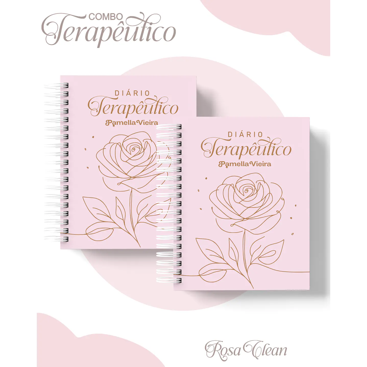 Encadernação Agenda e Diário Terapêutico Rosa Clean 3